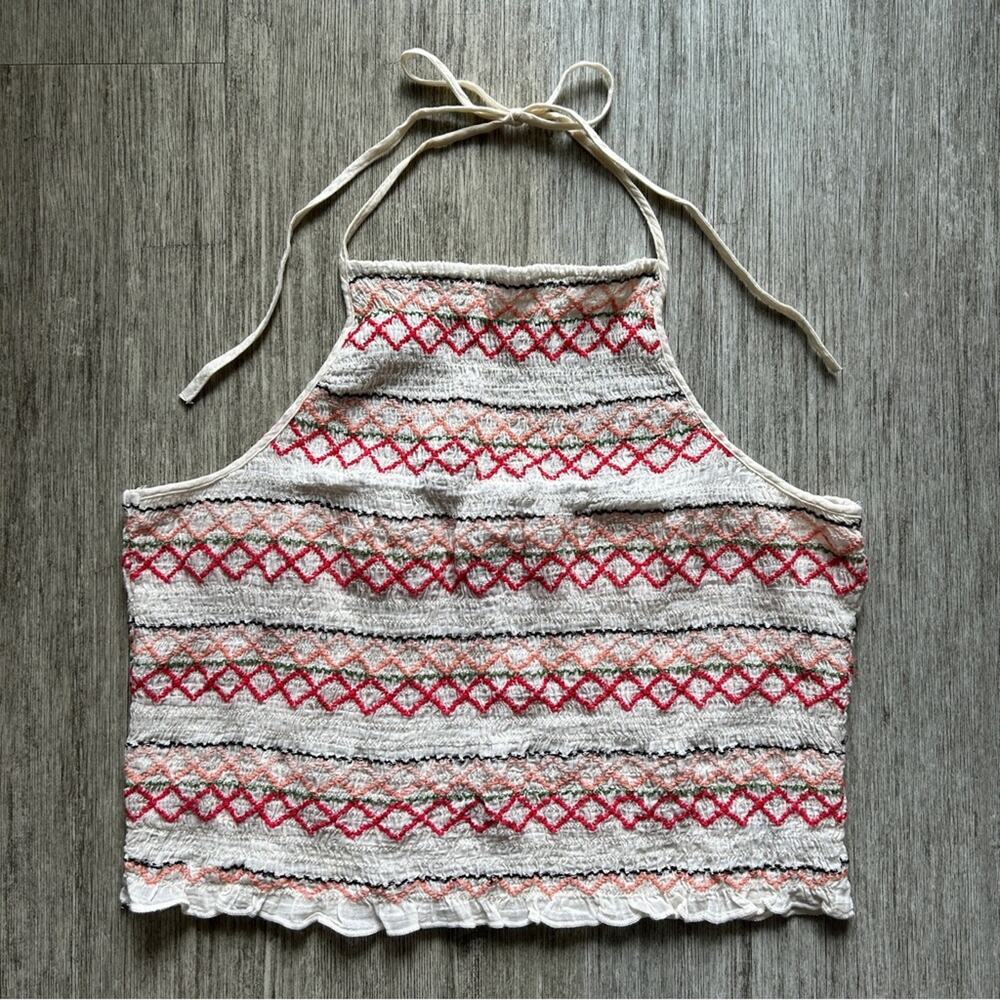 American Eagle Off-White/Multicolor Embroidered S… - image 1